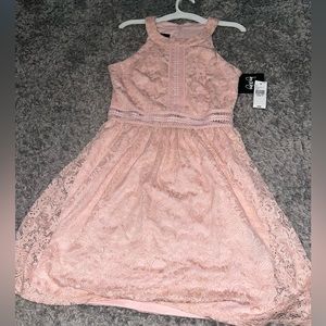 Pink lace mini dress